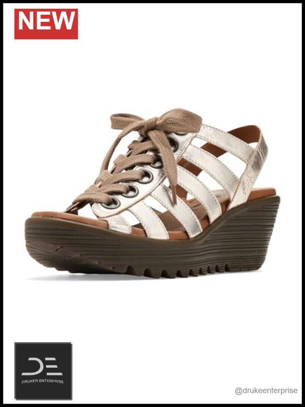 Genuine Leather Lace-Up Wedge Sandals Comfortable Platform Heels